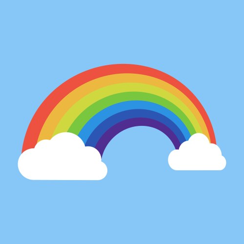 Colorful rainbow with clouds 3d Royalty Free Vector Image