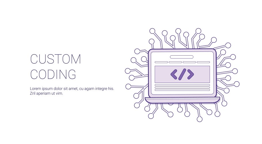 Custom coding web banner with copy space business vector image