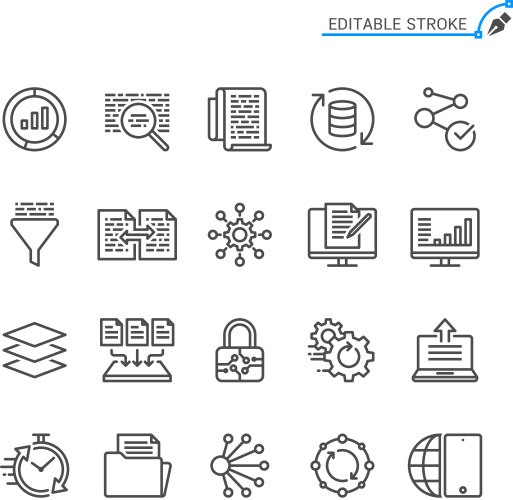 Process data analysis icon set in thin line style Vector Image