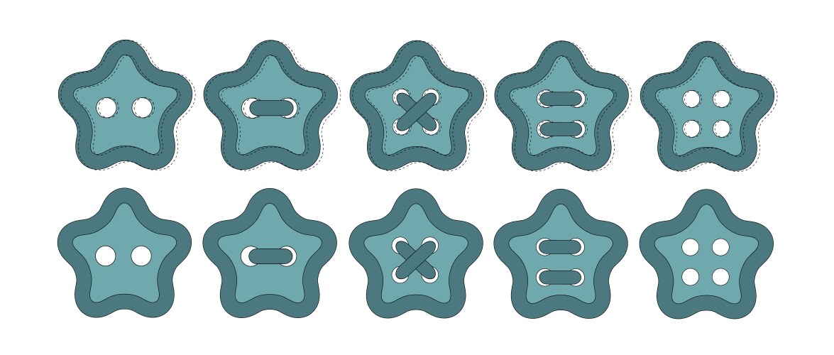 Set of blue star buttons button with two and four vector image