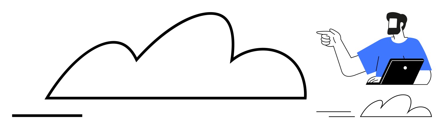 Man using laptop points towards cloud vector image