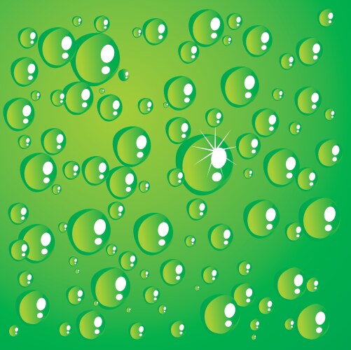 Green background of water drops Royalty Free Vector Image