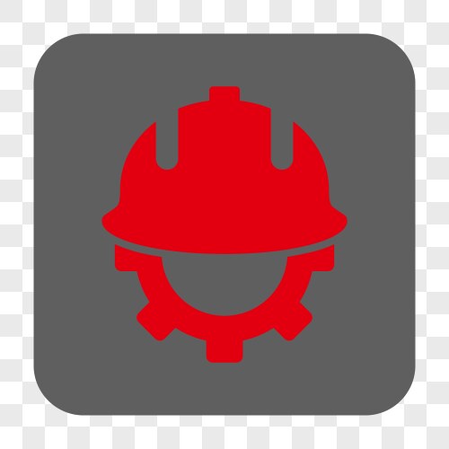 Development helmet rounded square button vector image