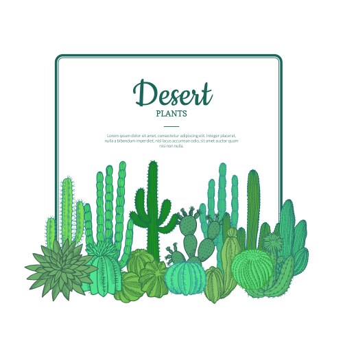 Hand drawn wild cacti plants pattern Royalty Free Vector