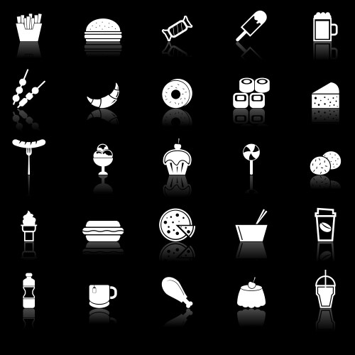 Fast Food Icons - Black Background Vector Image