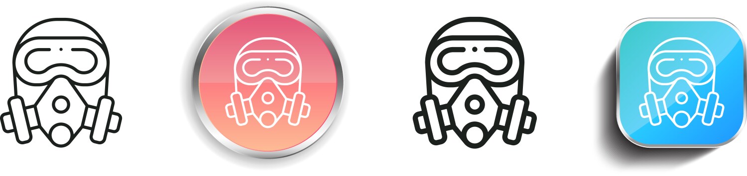 Gas mask icon thin linear regular and button vector image