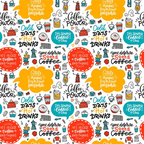 Coffee and tea pattern Royalty Free Vector Image