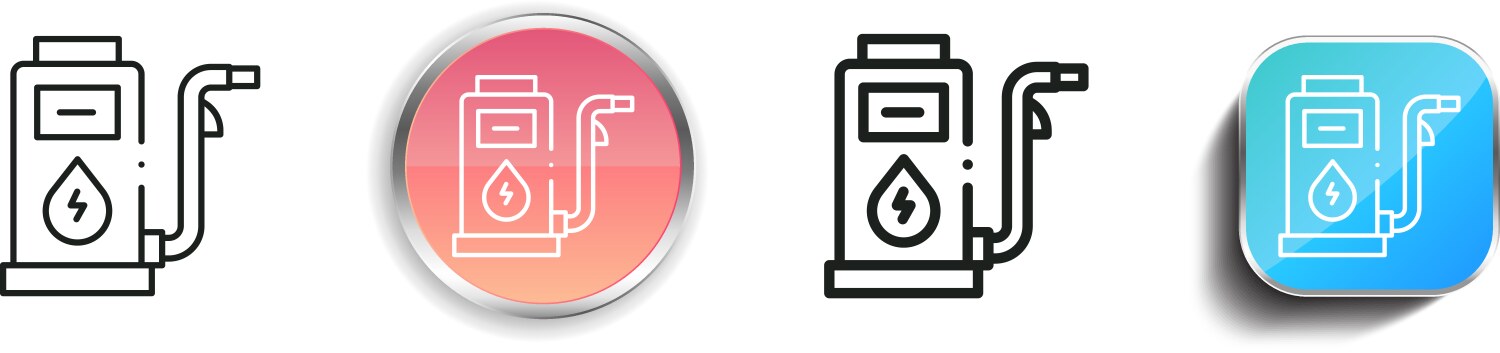 Gas station icon thin linear regular and button vector image