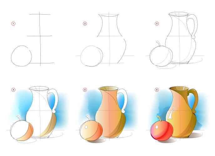 Page shows how to learn draw sketch still vector image