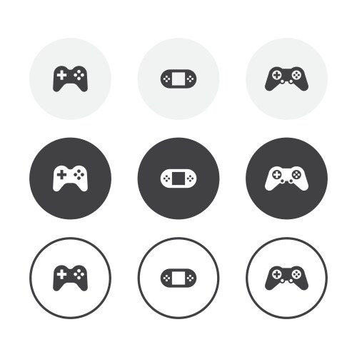 Set 3 simple design gamepad icons rounded vector image