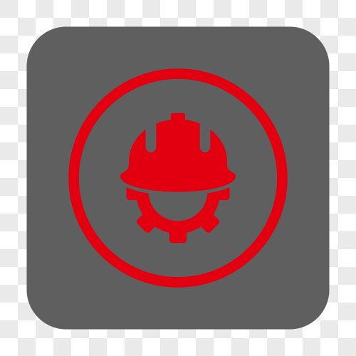 Development helmet rounded square button vector image