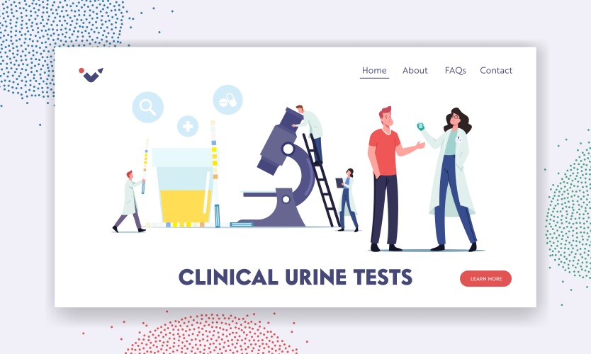 Male character give urine test in clinical vector image