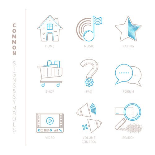 Set of common website icons and concepts in mono vector image