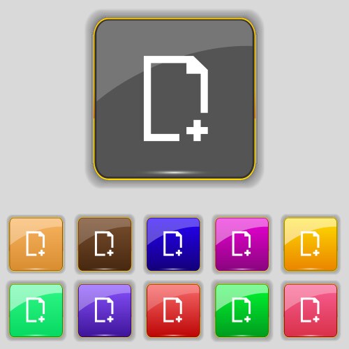 Add file icon sign set with eleven colored buttons vector image