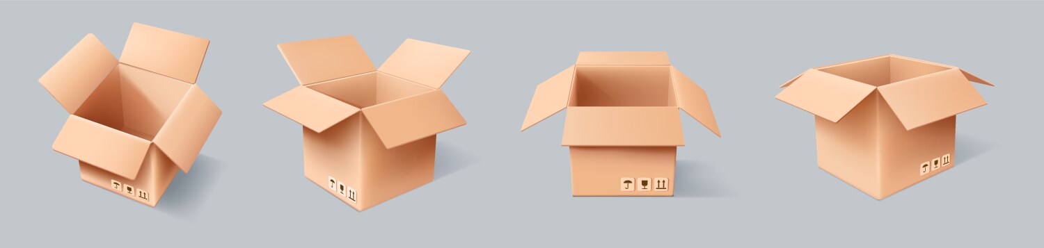 3d box set open delivery package empty cardboard vector image vector image