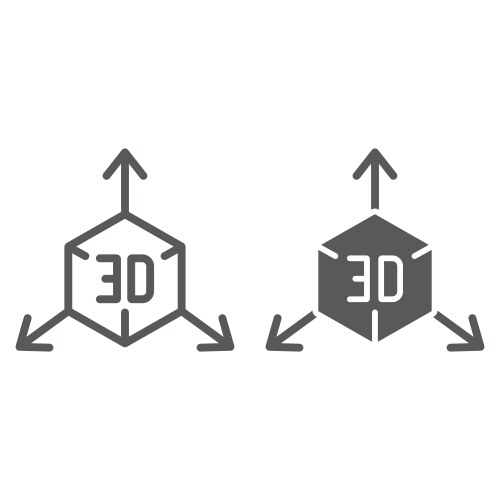3d object and glyph icon cube rotation vector image