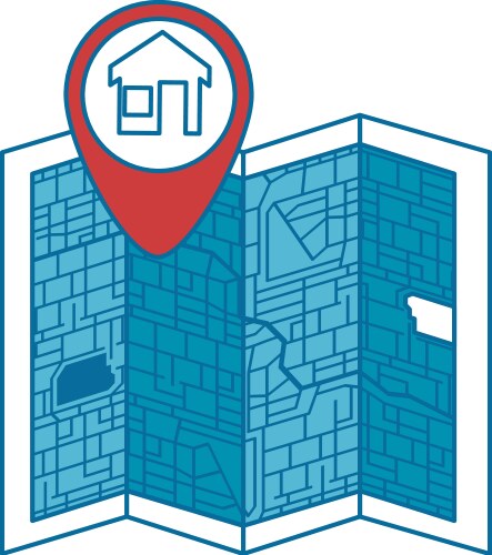 Paper map with pointer location isolated icon vektorbild