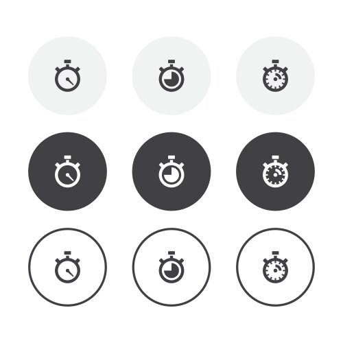 Set 3 simple design timer icons rounded vector image