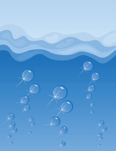Bubbles in water on blue background horizontal Vector Image