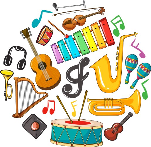 Different types of musical instruments vector image