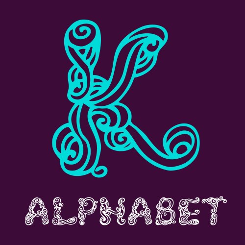 doodle hand drawn sketch alphabet letter k vector image