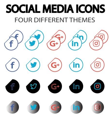 social media icons set - with unique themes vector