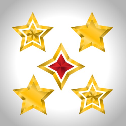 5 gold stars year holiday 3d vector image