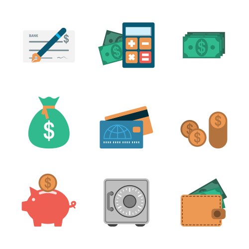 finance icons flat vector