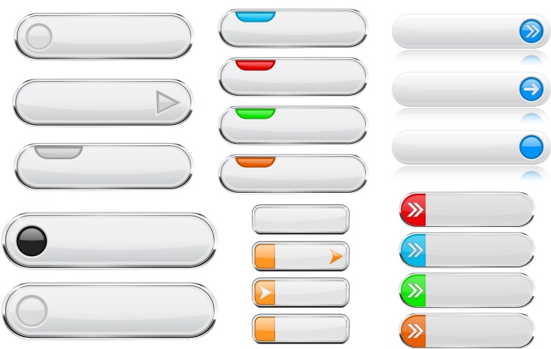 White interface menu buttons 3d shiny icons vector image