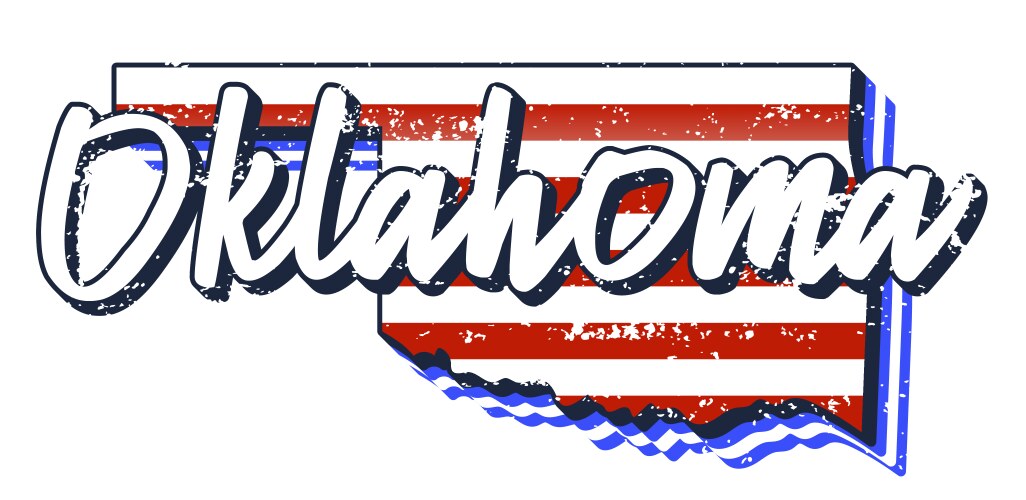 american flag in oklahoma state map grunge style vector