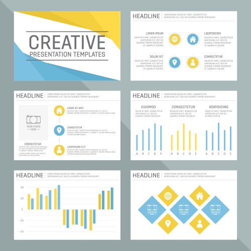 Presentation Template with Charts & Graphs vector image