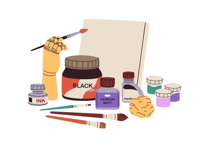 Art supplies drawing tools canvas paints Vector Image