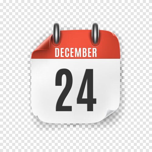 December 24 realistic calendar icon template vector image