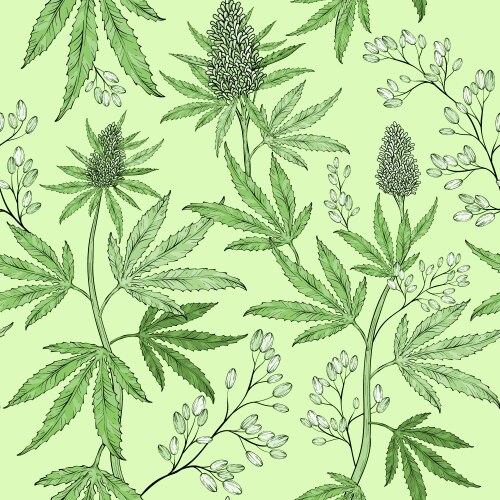 Hand drawn cannabis leaves seamless pattern Vector Image