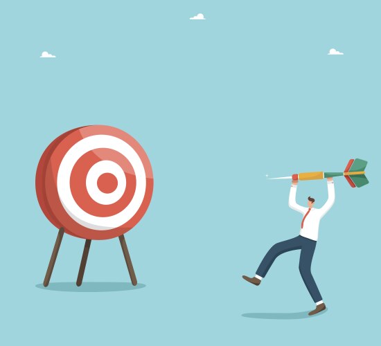Man throws a dart right on target vector image