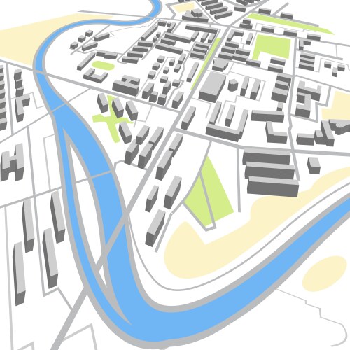 Part of the city map plan with roads Royalty Free Vector