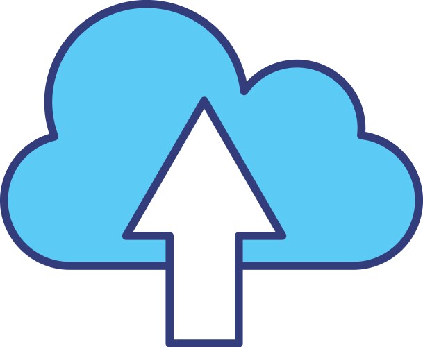 Cloud computing with arrow up line style icon vector image