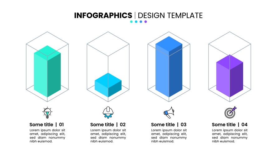 infographic template editable 3d columns with 4 vector image