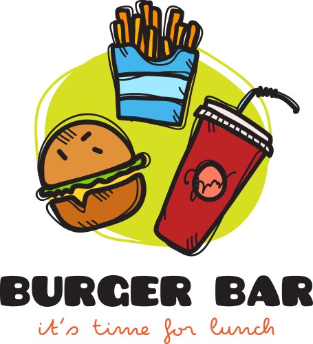 Snack Bar Doodle Logo Vector Image
