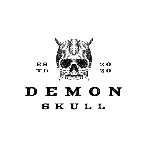 Vintage hand drawn demon skull logo design Vector Image