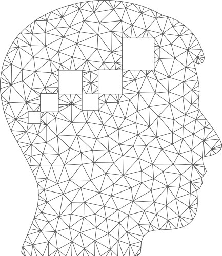 Brain blockchain polygonal frame mesh vector image