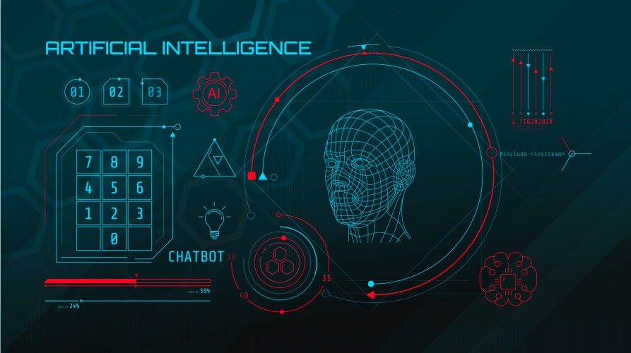 Built-in artificial intelligence in a technology vector image