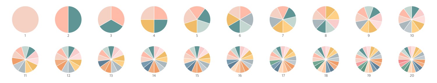 Pie chart color icons segment slice sign circle vector image