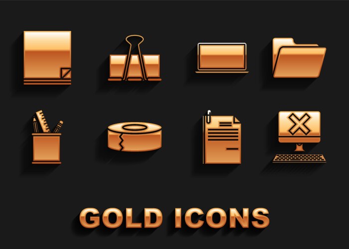 Set scotch document folder computer vector image