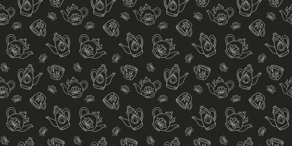 Teapots seamless repeat pattern design background vector image