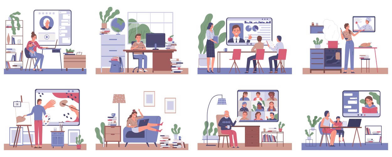 Children online education remote study distance Vector Image