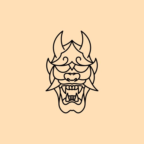Japanese demon oni mask logo design Vector Image