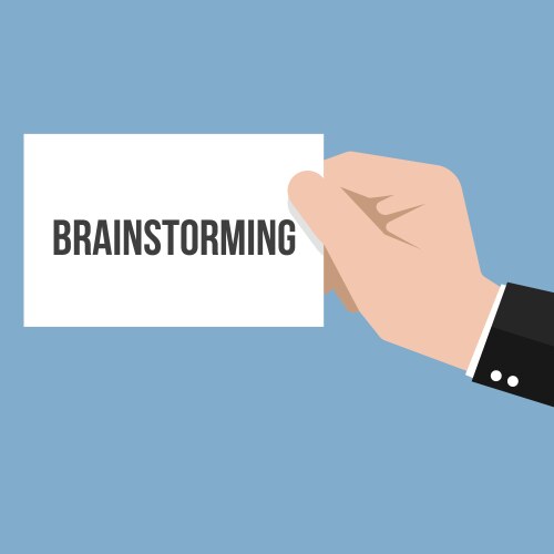 Man showing paper brainstorming text vector image