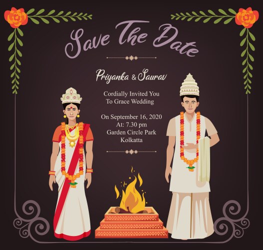 wedding invitation template design for bengali vector