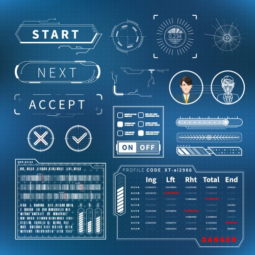 Hud and ui set elements sci fi futuristic user Vector Image
